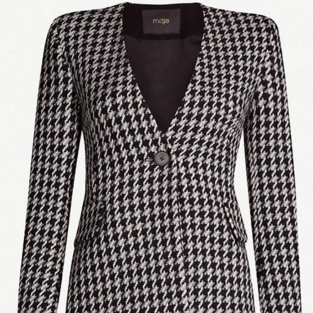 MAJE wool houndstooth blazer jacket